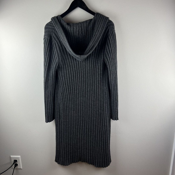 United Colors of Benetton Sweater Wool Blend Cardigan Open Front Gray S Ribbed - Picture 6 of 7